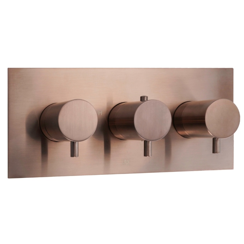 JTP Vos Brushed Bronze Thermostatic 3 Handle 3 Outlet Shower Valve 21692ABRZ Cut Out